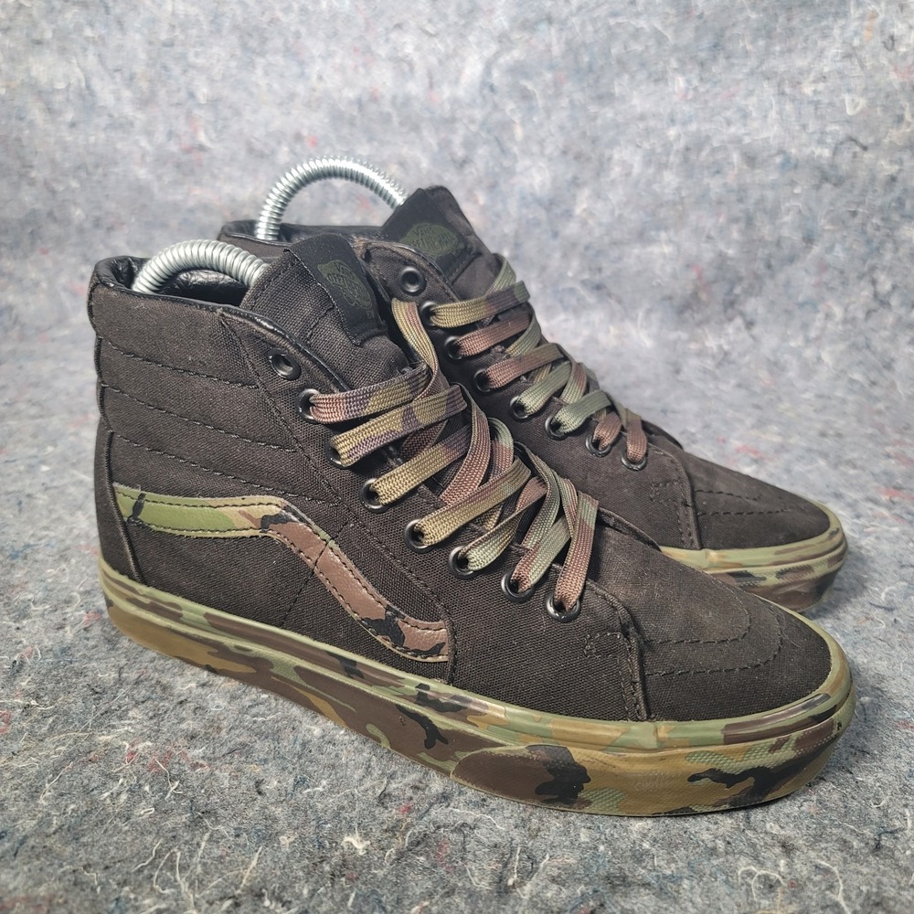 Vans Off The Wall Camo Shoes Mens 5 Womens 6.5 Sk8 Hi Top Sneakers Black Green - Picture 3 of 13